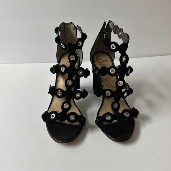 Sam Edelman Black Suede and Grommet Cage Heels 8 - Picture 3 of 9